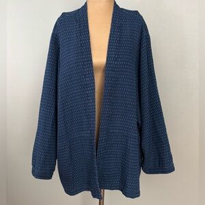 J Jill Indigo Light Open Front Cotton Cardigan Women’s Large Oversized Boxy